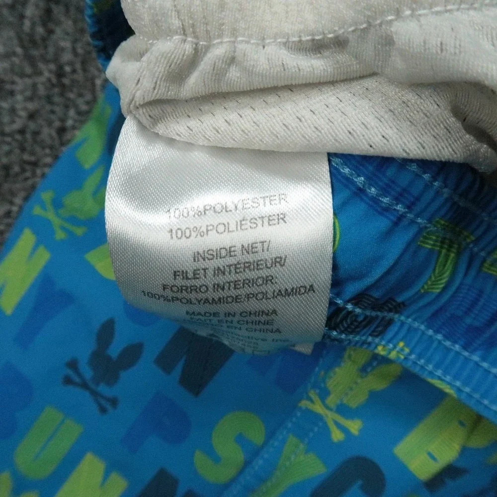 Psycho Bunny‎ Swim Trunks Mens 3XL Blue Print All Over Mesh Lined Shorts